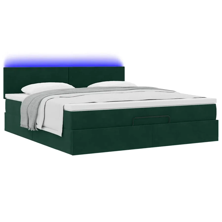 Cadre de lit ottoman avec matelas vert foncé 180x200 cm velours - 3