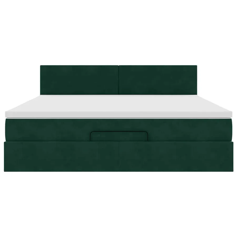 Cadre de lit ottoman avec matelas vert foncé 180x200 cm velours - 6