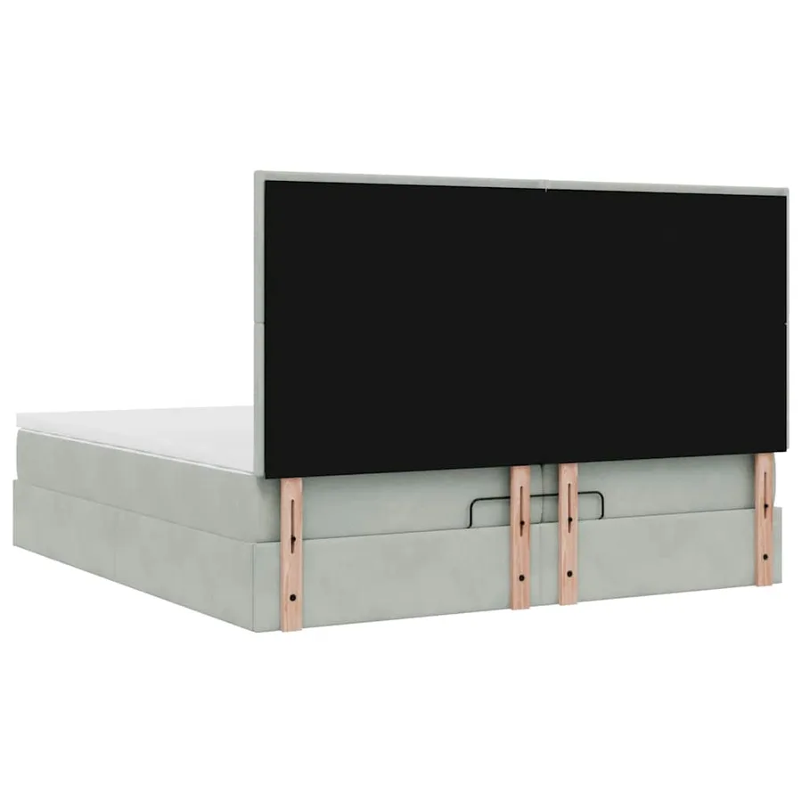 Cadre de lit ottoman avec matelas gris clair 200x200 cm velours - 10