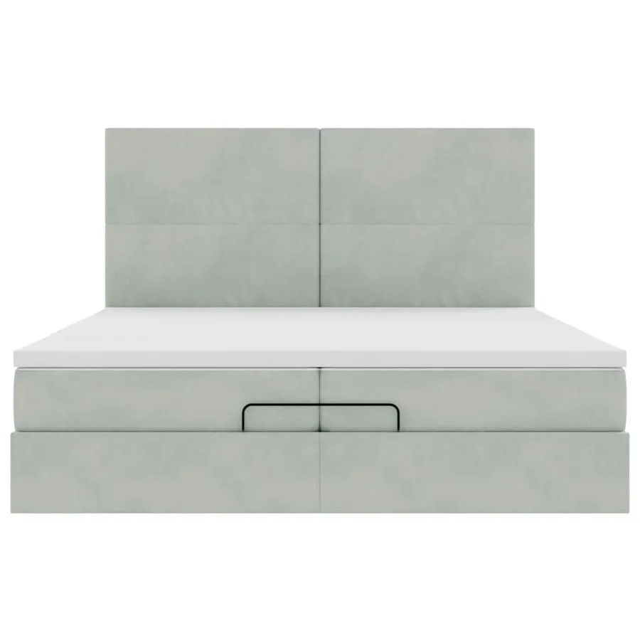 Cadre de lit ottoman avec matelas gris clair 200x200 cm velours - 8