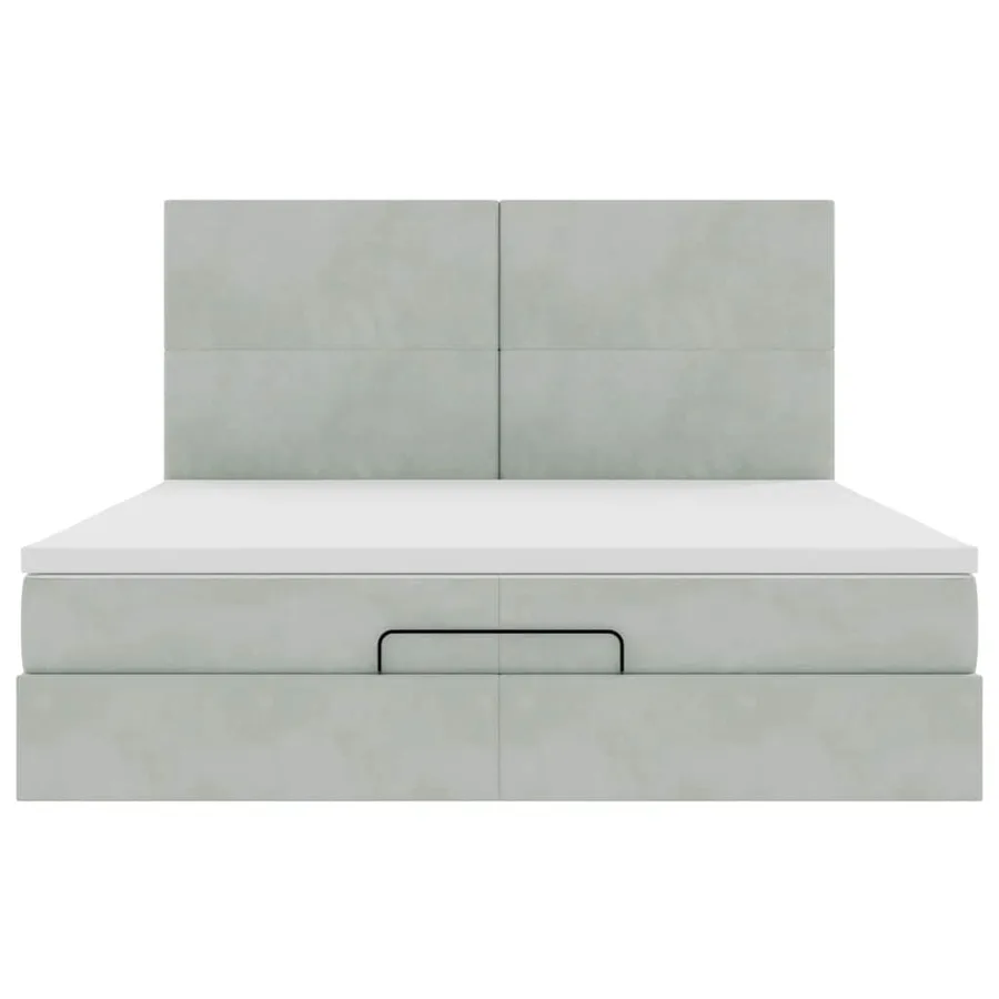 Cadre de lit ottoman avec matelas gris clair 200x200 cm velours - 7