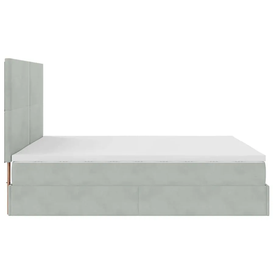 Cadre de lit ottoman avec matelas gris clair 200x200 cm velours - 8