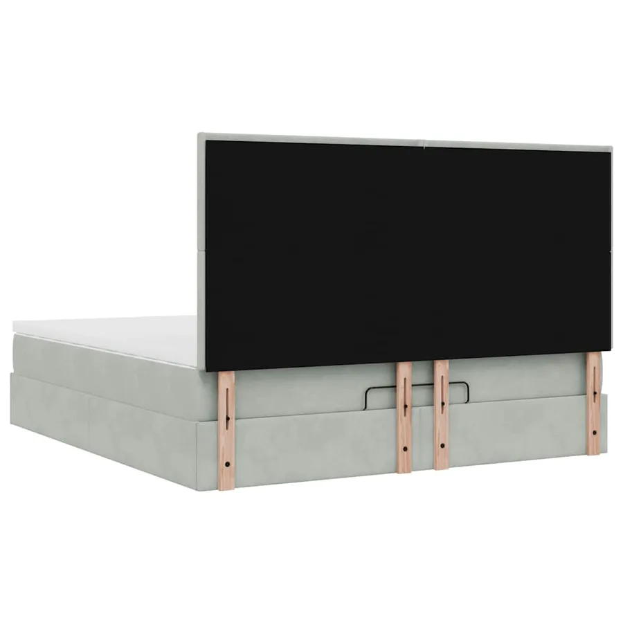 Cadre de lit ottoman avec matelas gris clair 200x200 cm velours - 9