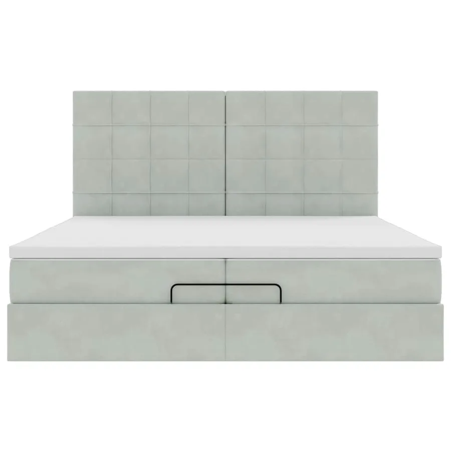 Cadre de lit ottoman avec matelas gris clair 200x200 cm velours - 8