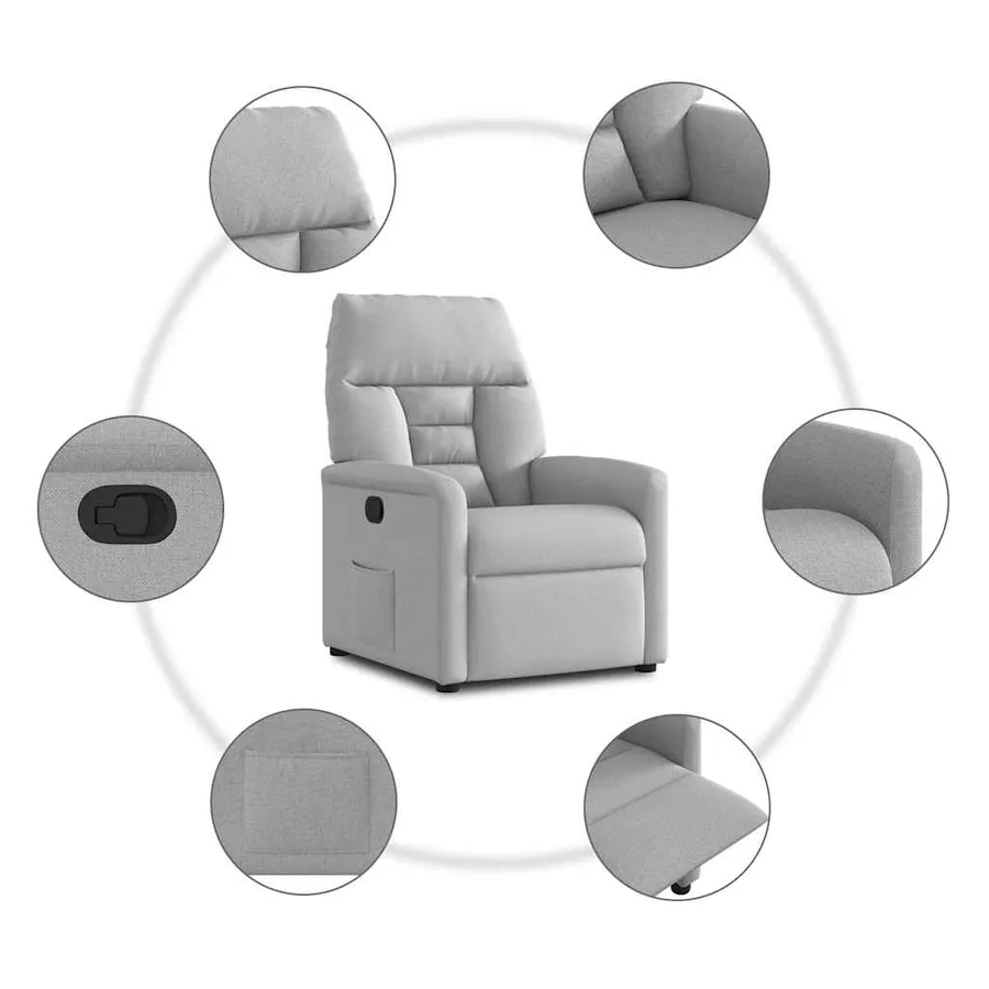 Fauteuil inclinable gris nuage tissu - 7