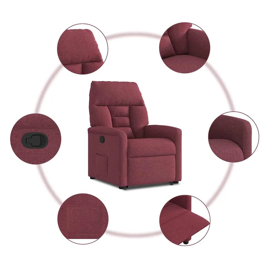Fauteuil inclinable rouge bordeaux tissu - 10