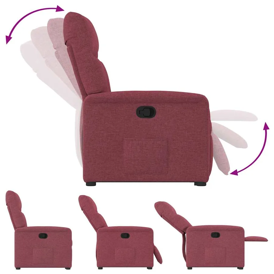 Fauteuil inclinable rouge bordeaux tissu - 8