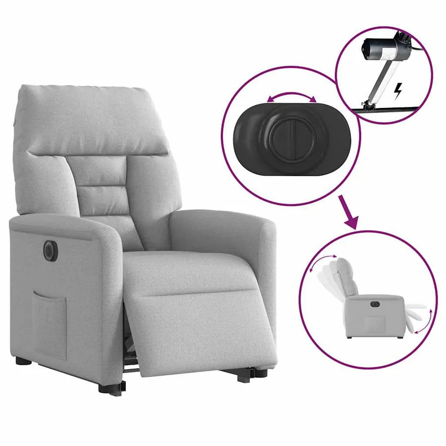 Fauteuil inclinable électrique gris nuage tissu - 10
