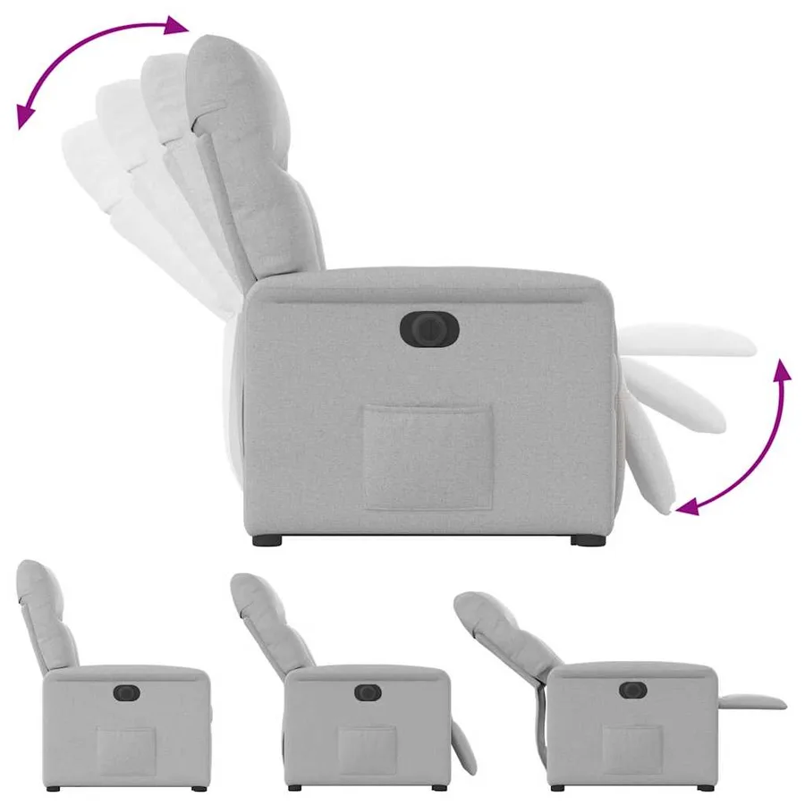 Fauteuil inclinable électrique gris nuage tissu - 9