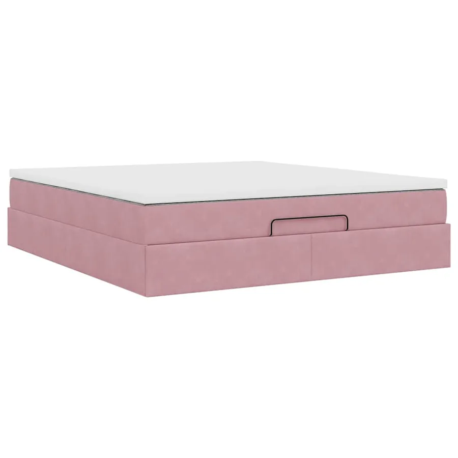 Cadre de lit ottoman avec matelas rose 180x200 cm velours - 10
