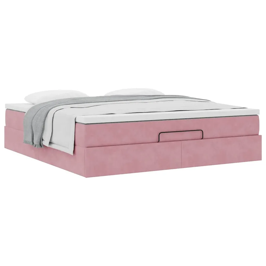 Cadre de lit ottoman avec matelas rose 180x200 cm velours - 5