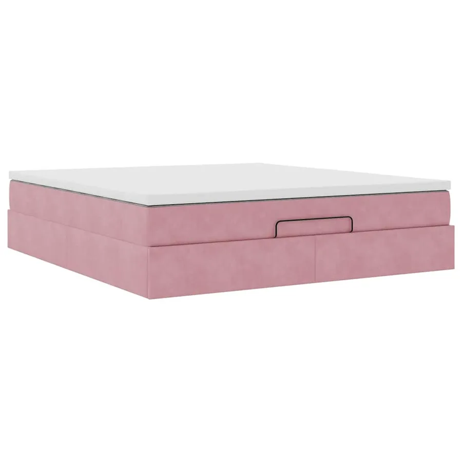 Cadre de lit ottoman avec matelas rose 180x200 cm velours - 6