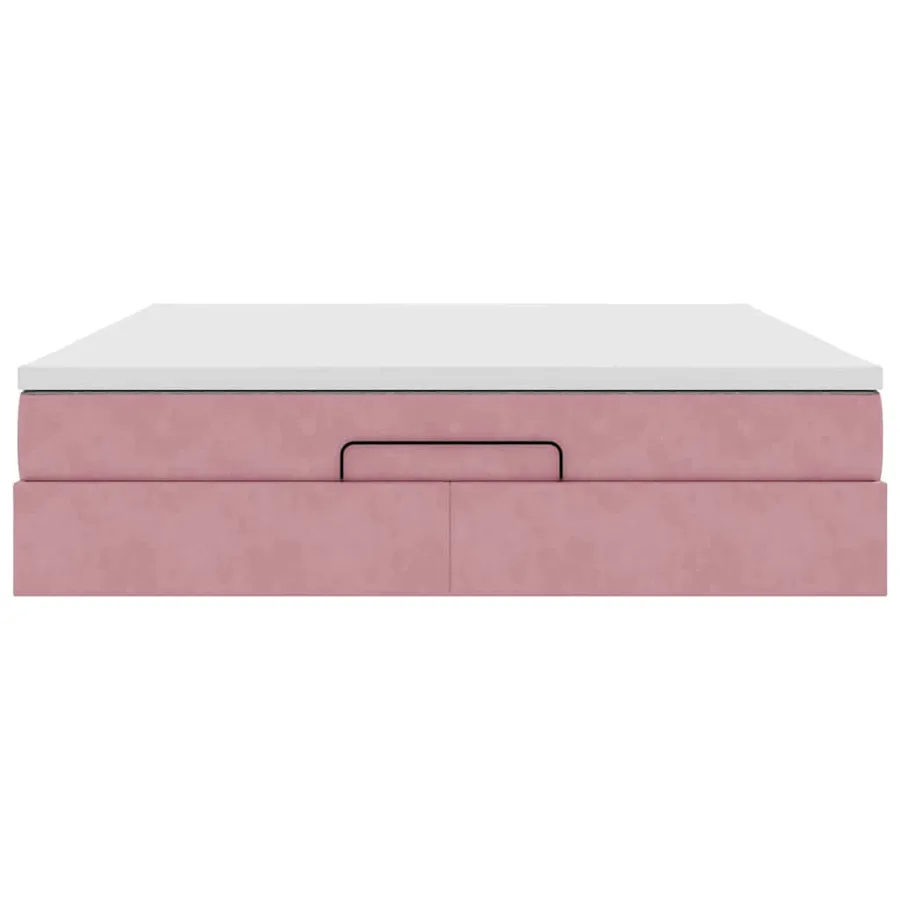 Cadre de lit ottoman avec matelas rose 180x200 cm velours - 7