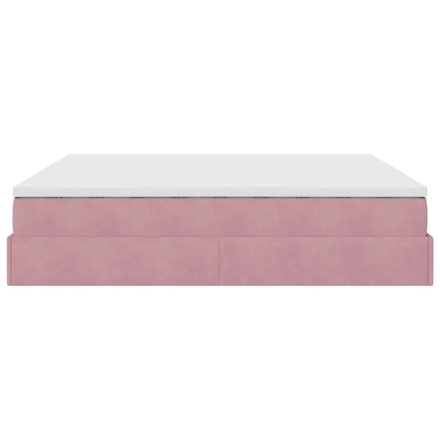Cadre de lit ottoman avec matelas rose 180x200 cm velours - 9