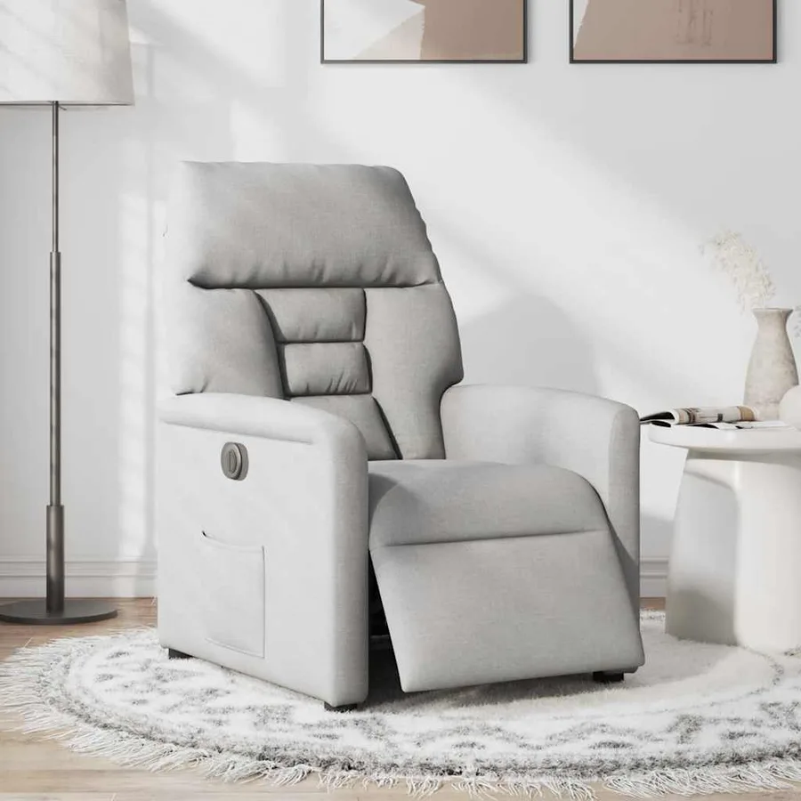 Fauteuil inclinable électrique gris nuage tissu - 2