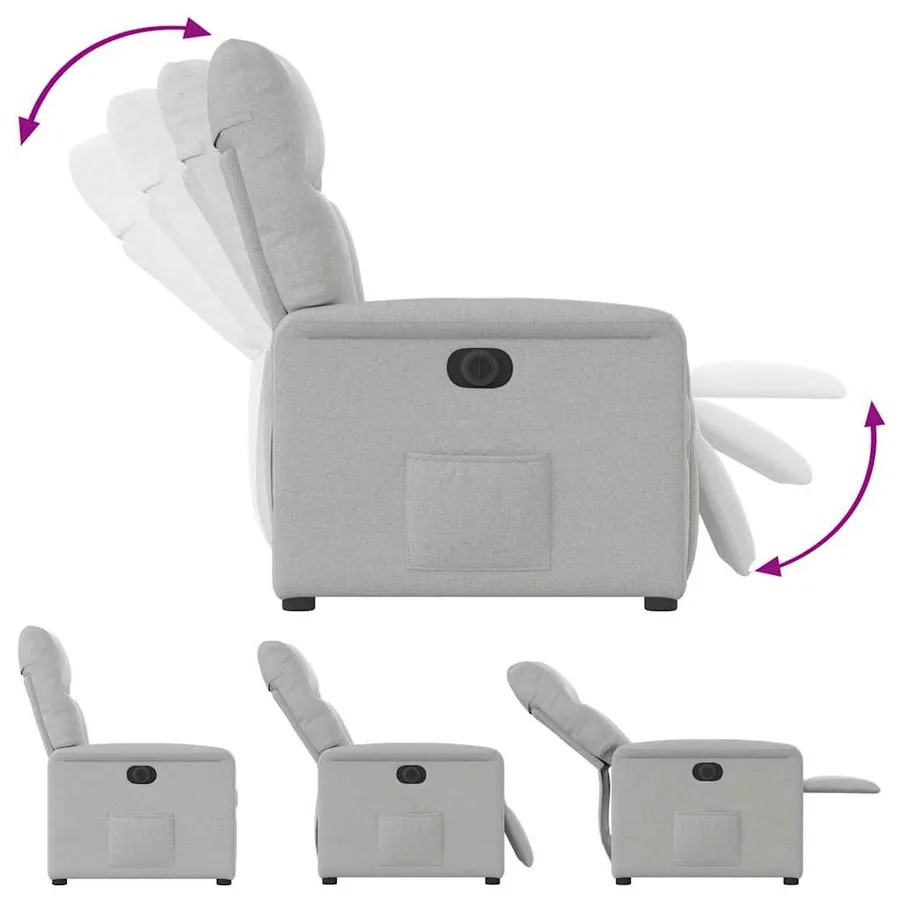 Fauteuil inclinable électrique gris nuage tissu - 8