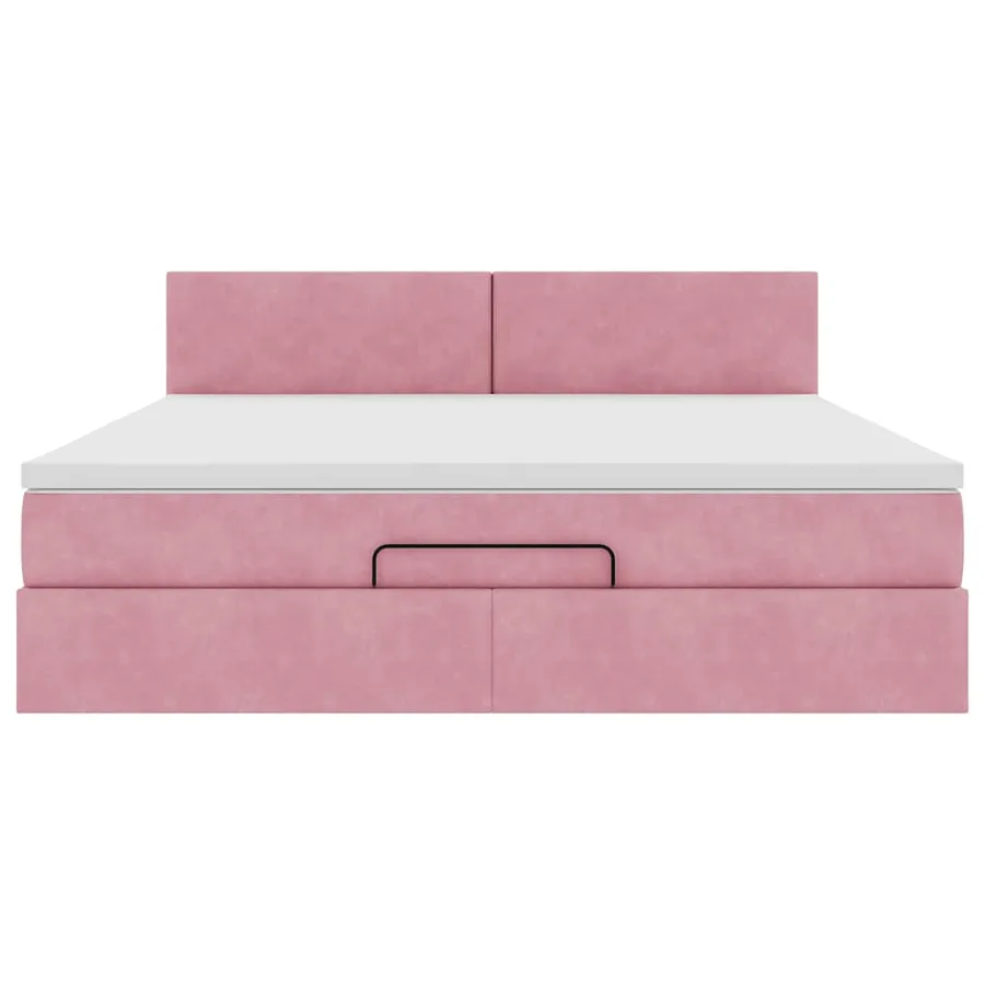 Cadre de lit ottoman avec matelas rose 180x200 cm velours - 7