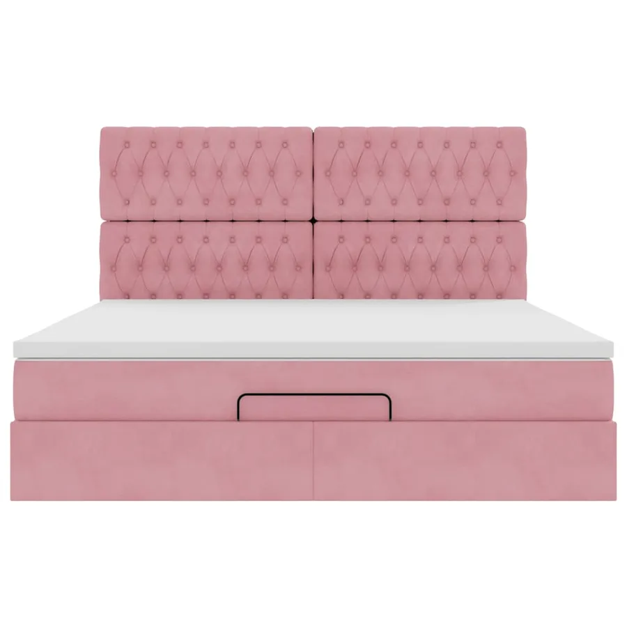 Cadre de lit ottoman avec matelas rose 180x200 cm velours - 7