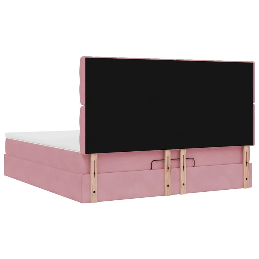 Cadre de lit ottoman avec matelas rose 180x200 cm velours - 9
