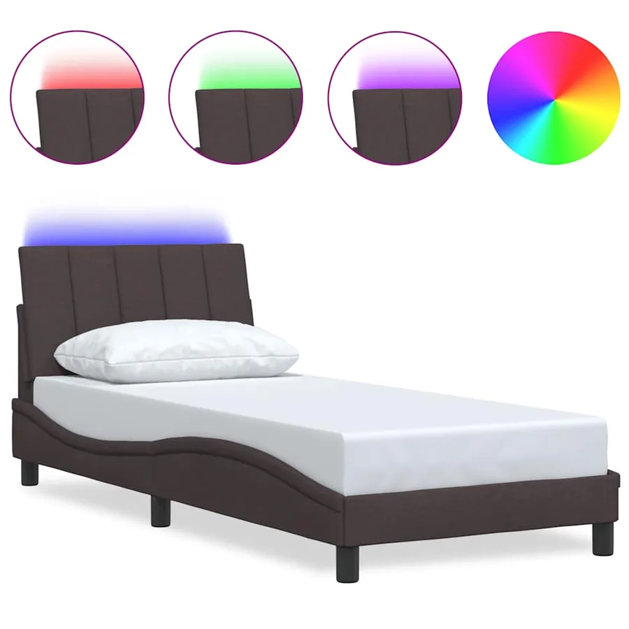 Cadre de lit sans matelas Hanko marron foncé 90x200 cm tissu - 2