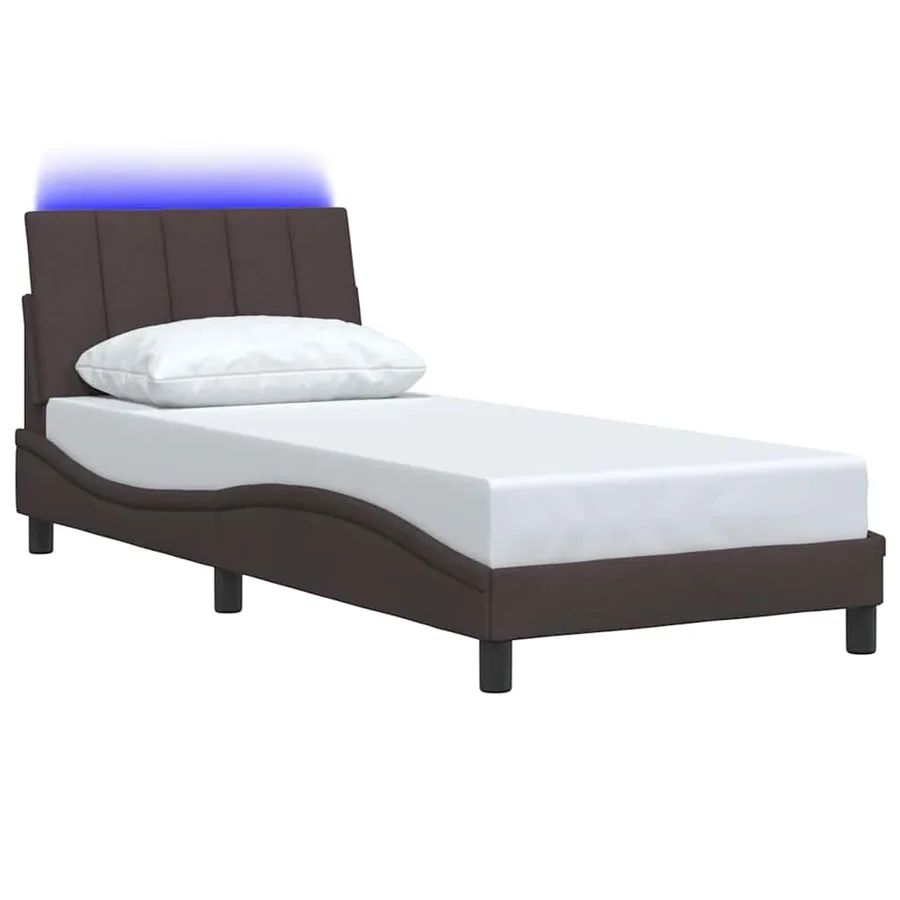 Cadre de lit sans matelas Hanko marron foncé 90x200 cm tissu - 5