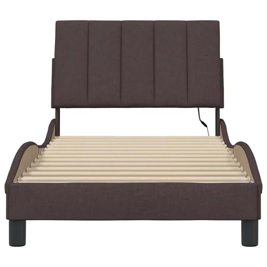 Cadre de lit sans matelas Hanko marron foncé 90x200 cm tissu - 6