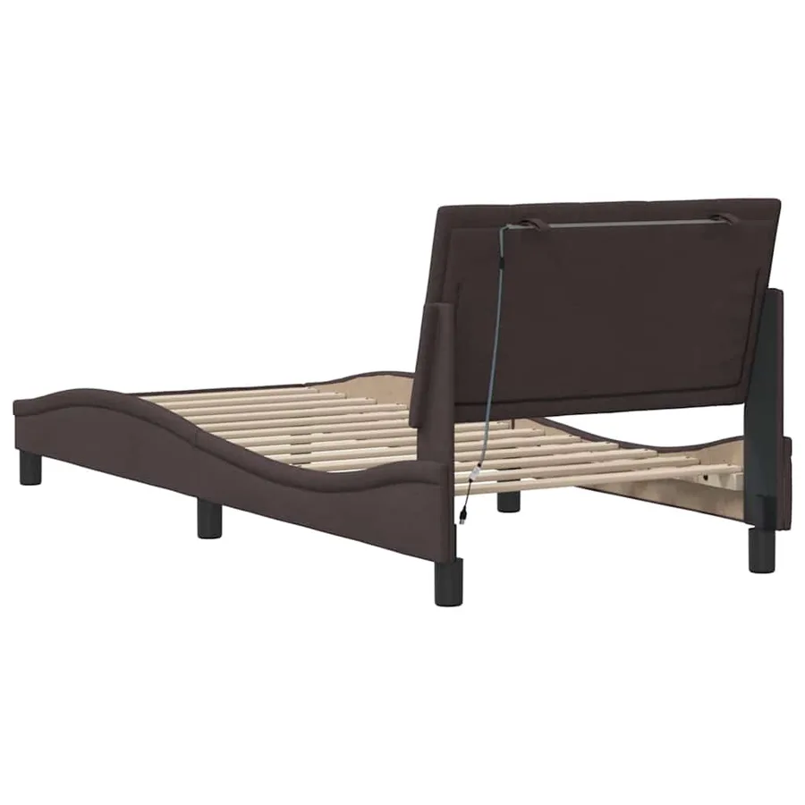 Cadre de lit sans matelas Hanko marron foncé 90x200 cm tissu - 8