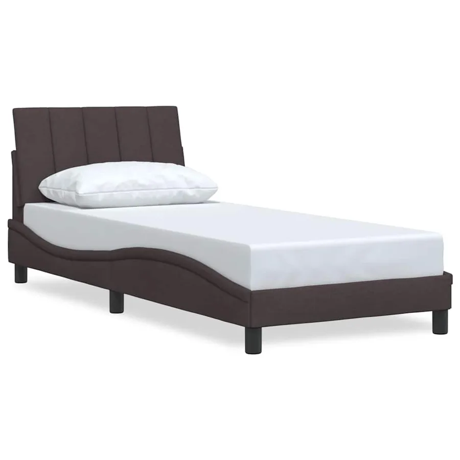 Cadre de lit sans matelas Hanko marron foncé 90x200 cm tissu - 2