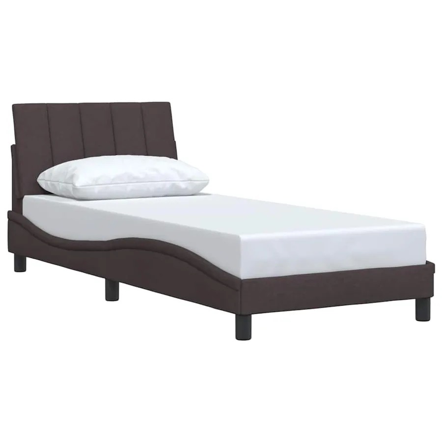 Cadre de lit sans matelas Hanko marron foncé 90x200 cm tissu - 3