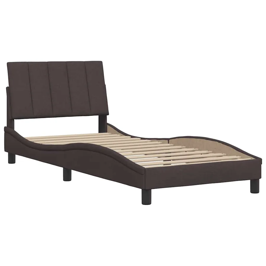 Cadre de lit sans matelas Hanko marron foncé 90x200 cm tissu - 4