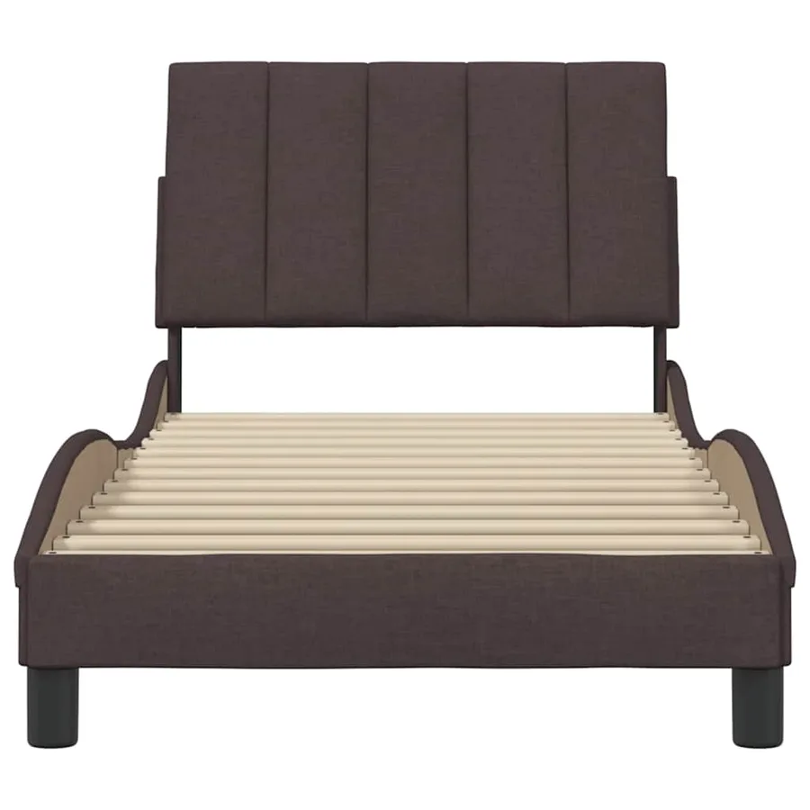 Cadre de lit sans matelas Hanko marron foncé 90x200 cm tissu - 5