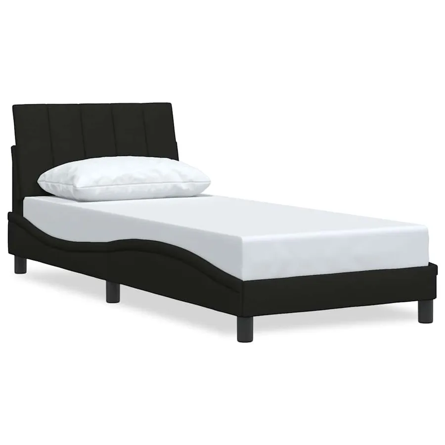 Cadre de lit sans matelas Hanko noir 90x190 cm tissu - 2