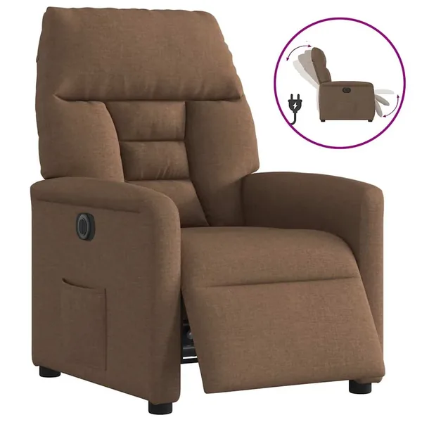 Fauteuil inclinable électrique Marron Tissu