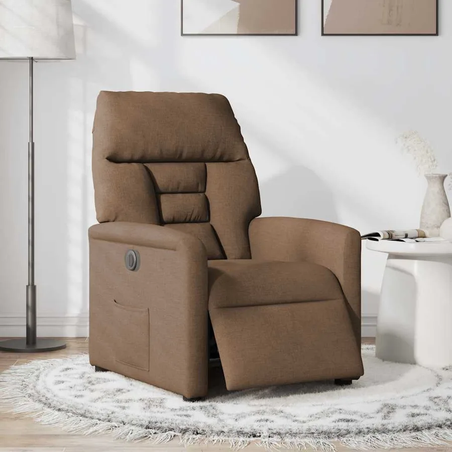 Fauteuil inclinable électrique Marron Tissu - 2