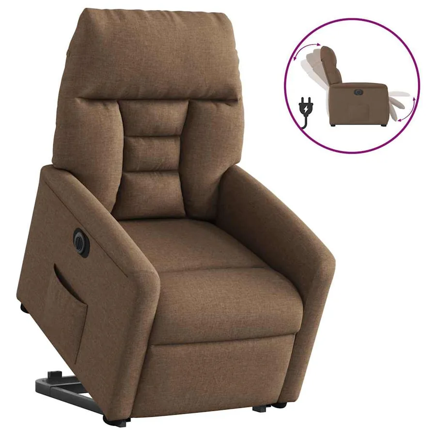 Fauteuil inclinable électrique marron tissu