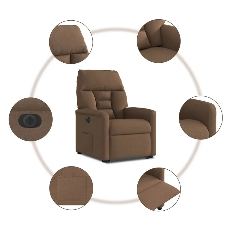 Fauteuil inclinable électrique marron tissu - 11