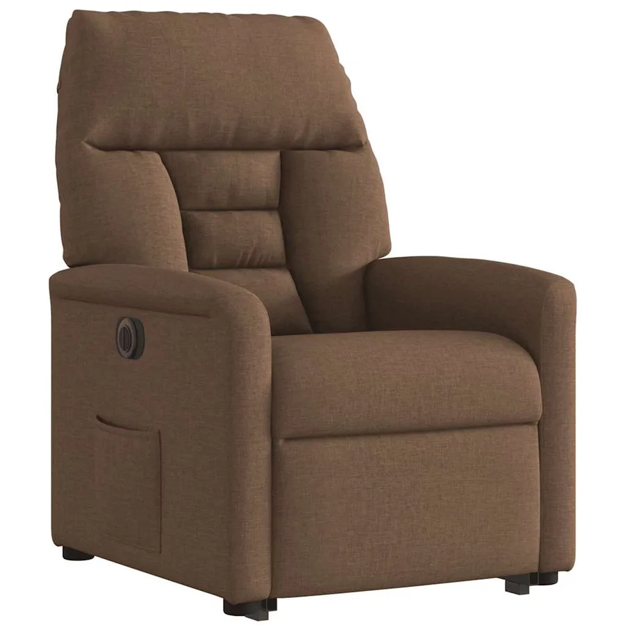 Fauteuil inclinable électrique marron tissu - 4