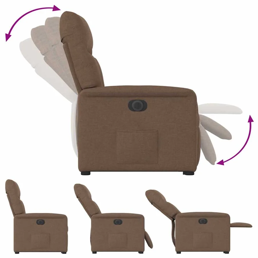 Fauteuil inclinable électrique marron tissu - 9