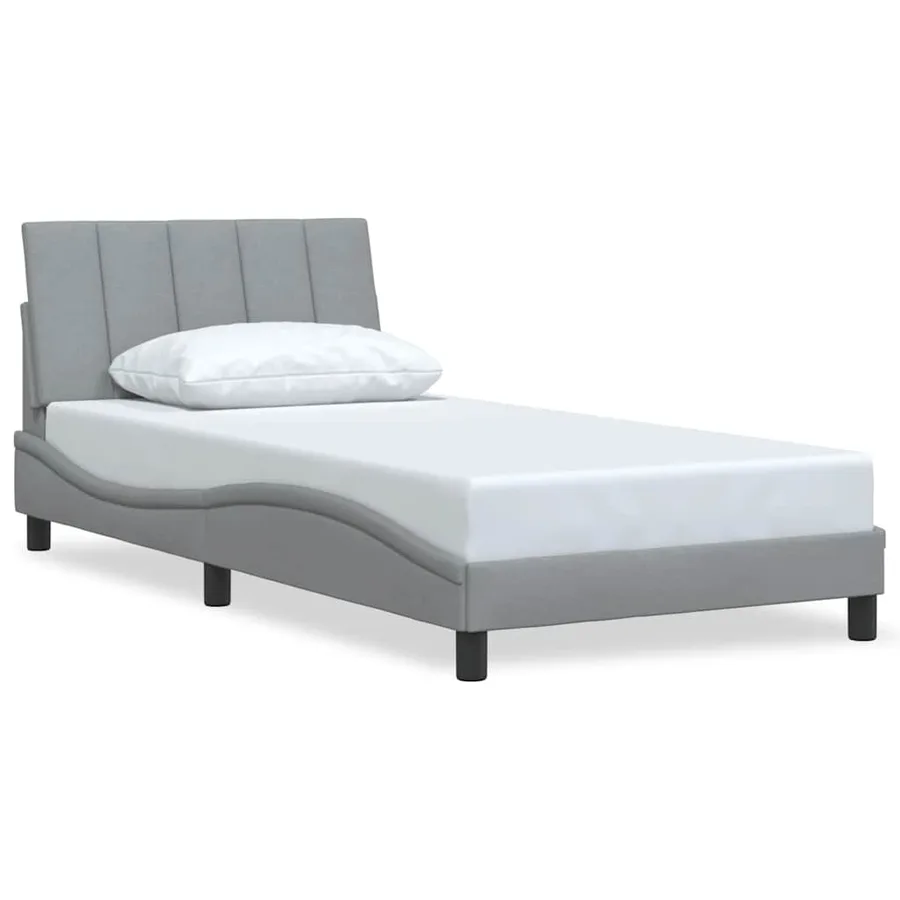 Cadre de lit sans matelas Hanko gris clair 100x200 cm tissu - 2