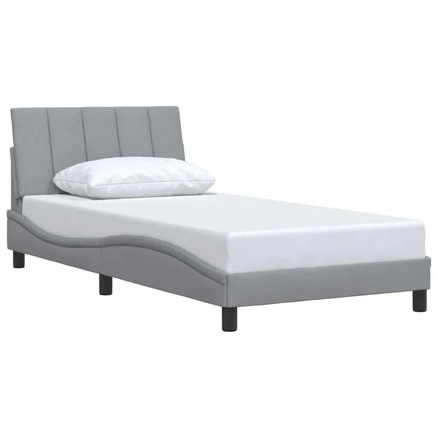Cadre de lit sans matelas Hanko gris clair 100x200 cm tissu - 3