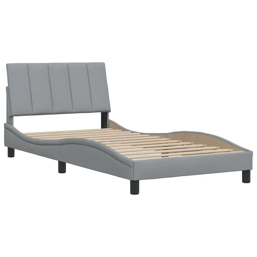 Cadre de lit sans matelas Hanko gris clair 100x200 cm tissu - 4