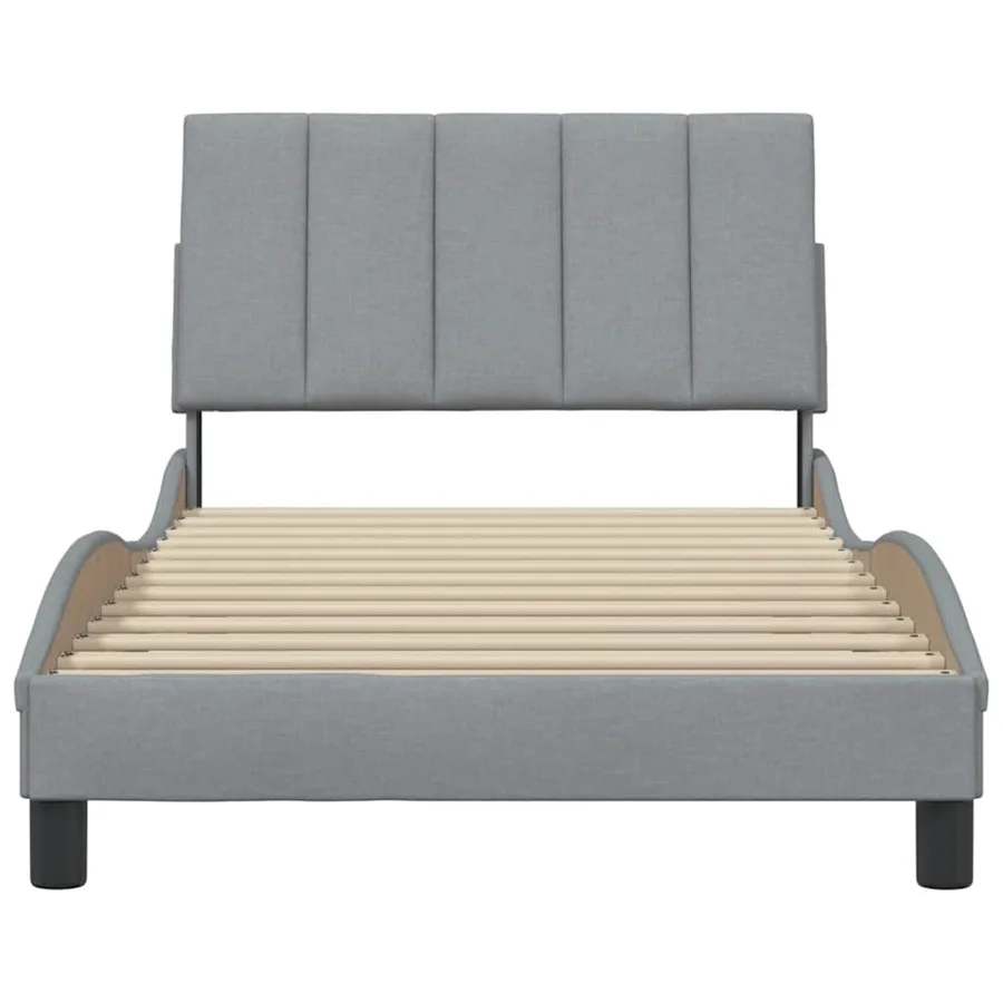 Cadre de lit sans matelas Hanko gris clair 100x200 cm tissu - 5