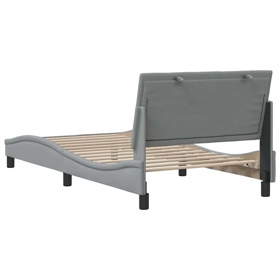 Cadre de lit sans matelas Hanko gris clair 100x200 cm tissu - 9