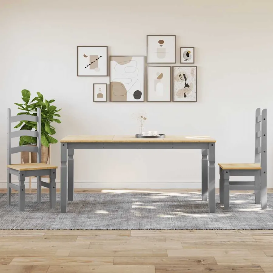 Ensemble à manger PANAMA 3 pcs gris bois de pin massif