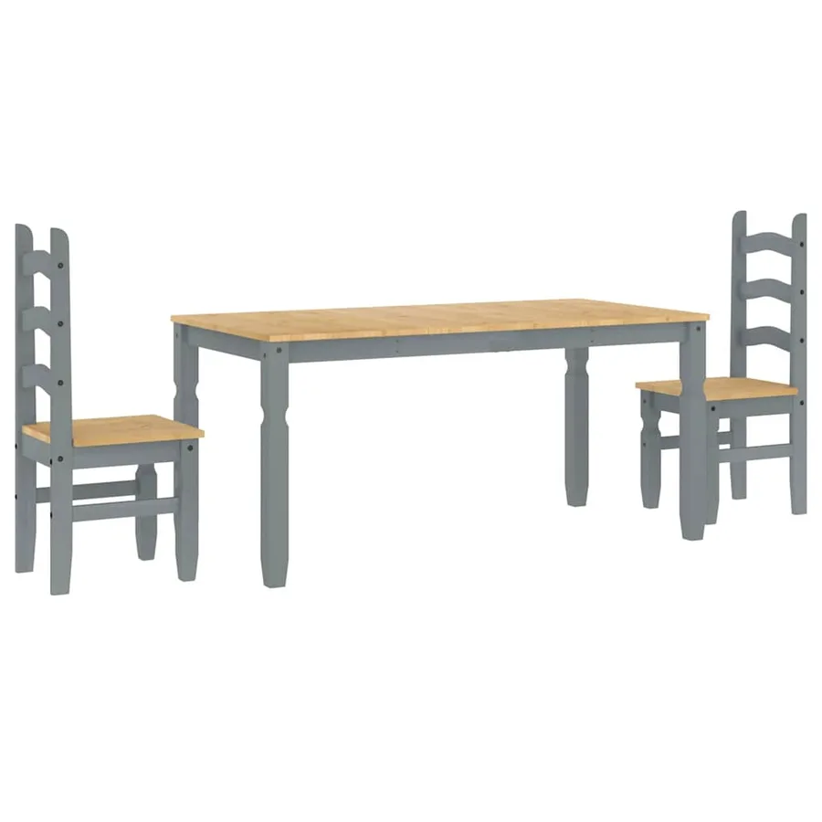 Ensemble à manger PANAMA 3 pcs gris bois de pin massif - 2