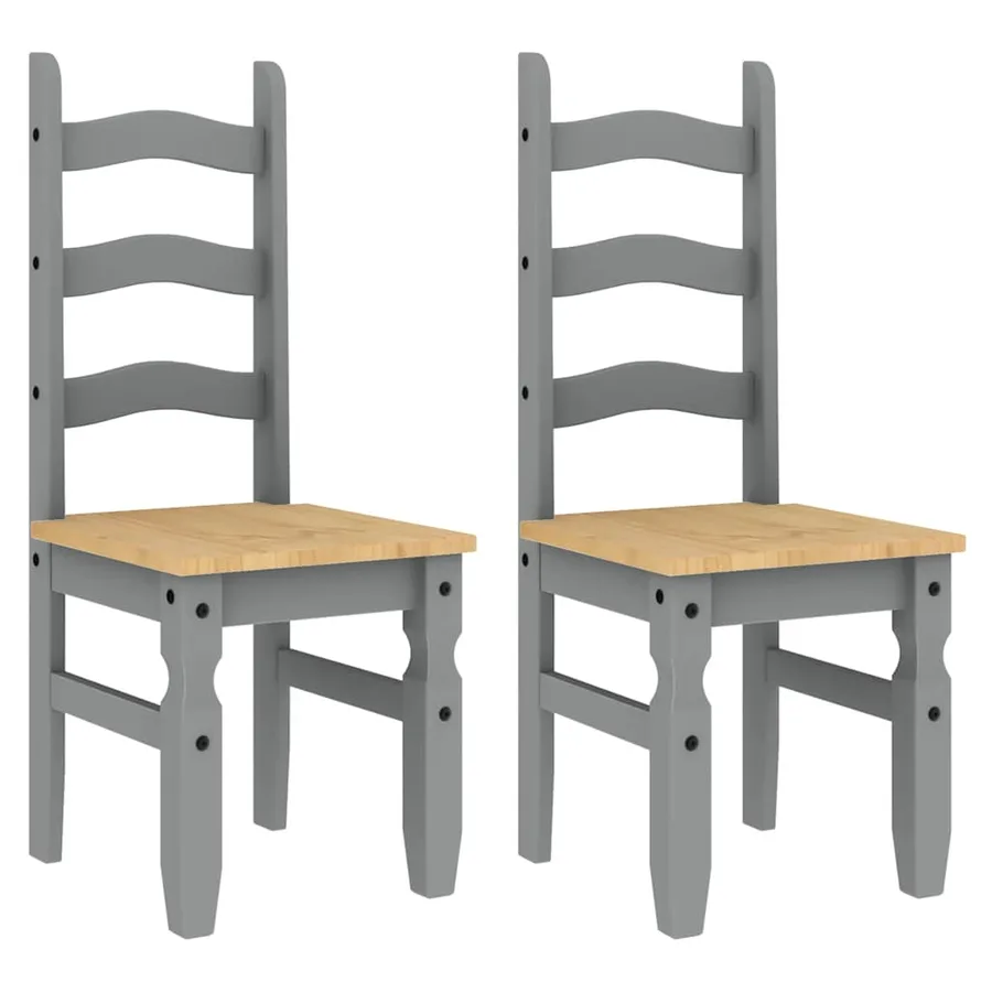 Ensemble à manger PANAMA 3 pcs gris bois de pin massif - 4
