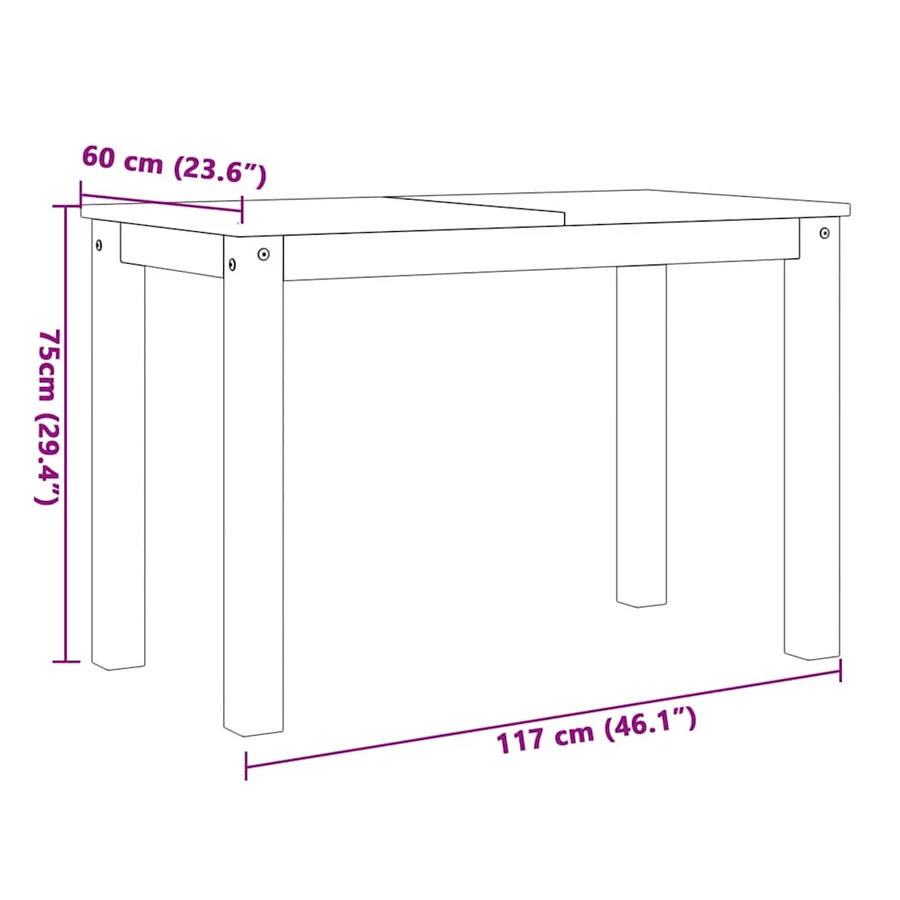 Ensemble à manger PANAMA 3 pcs bois de pin massif - 12