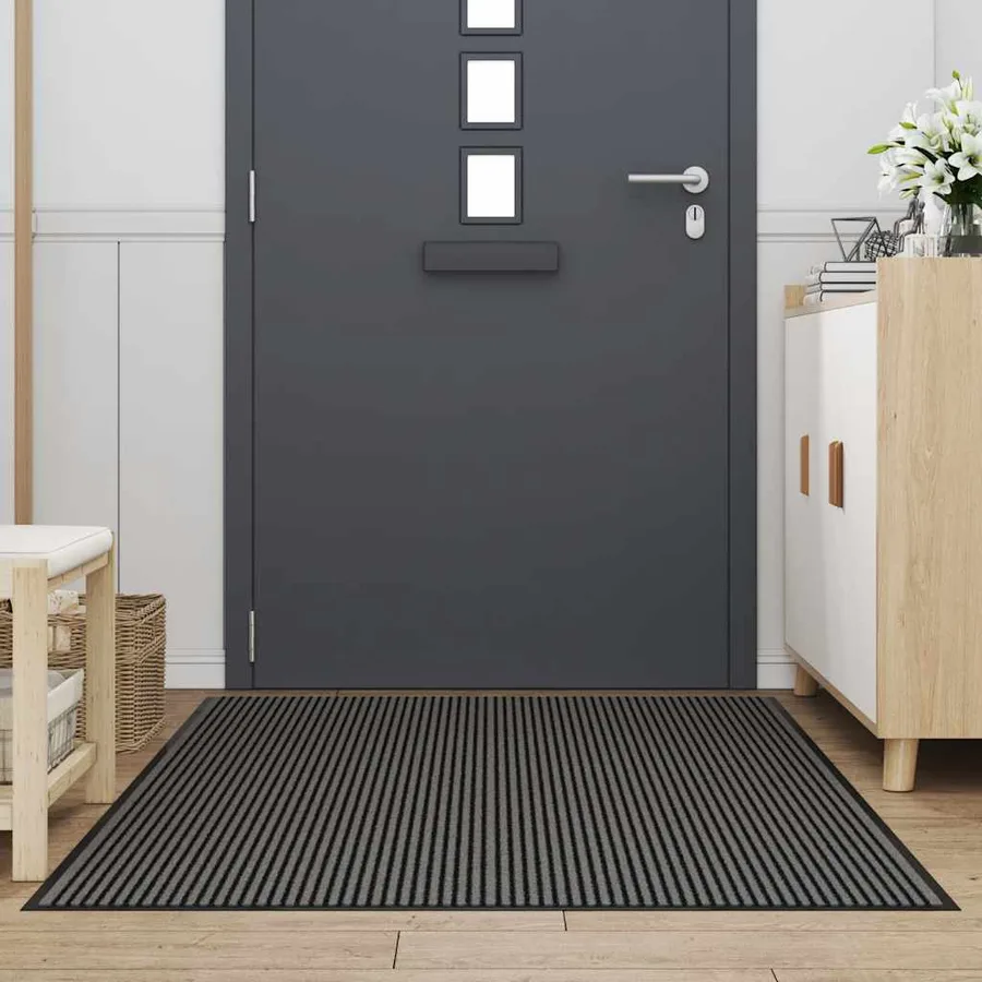 Paillasson noir et gris à rayures 115x200 cm - 2