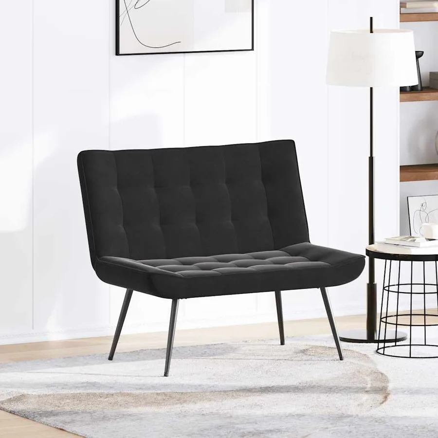 Banc noir 110x74x84 cm velours - 3