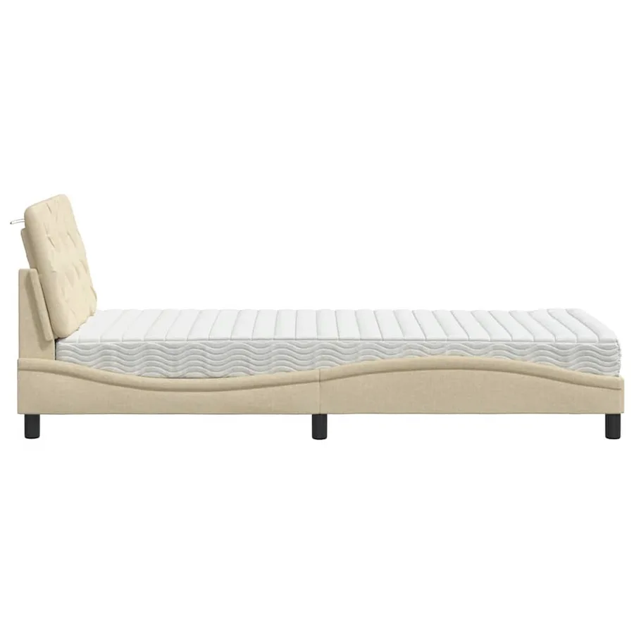 Lit avec matelas crème 90x190 cm tissu - 6